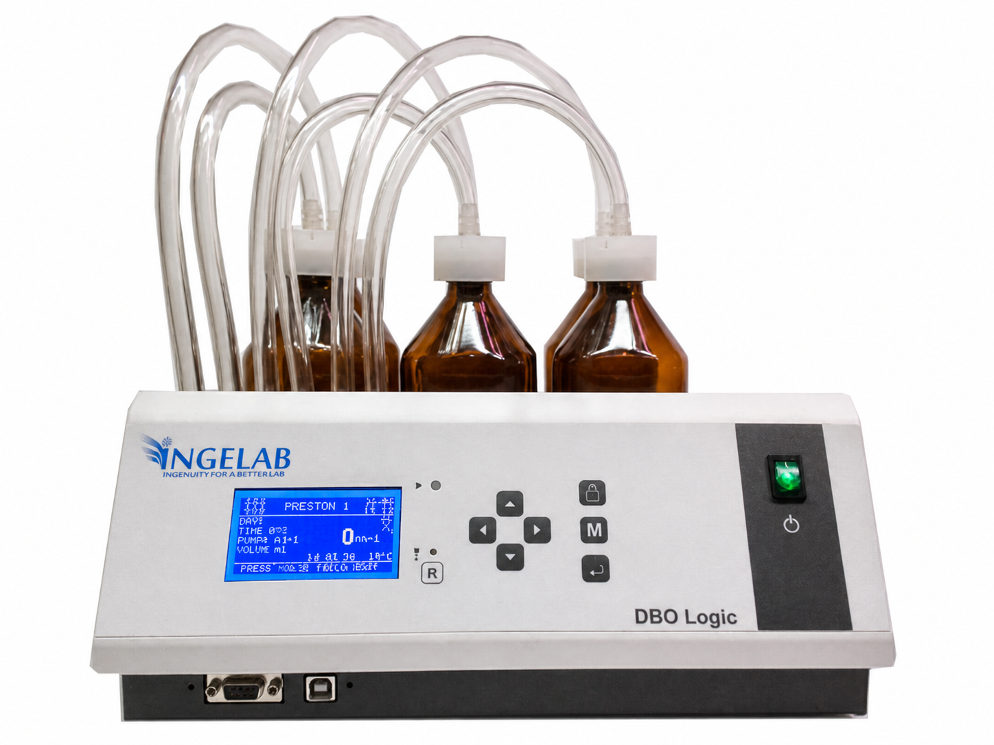 Equipo Ingelab DBO Logic de seis canales con frascos y mangueras